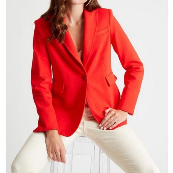 AKNVAS Valdi Classic Notch lapels Front Button Closure Blazer Sz 10 Coral Orange - Picture 1 of 11